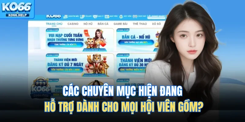 Các chuyên mục hiện đang hỗ trợ dành cho mọi hội viên gồm?
